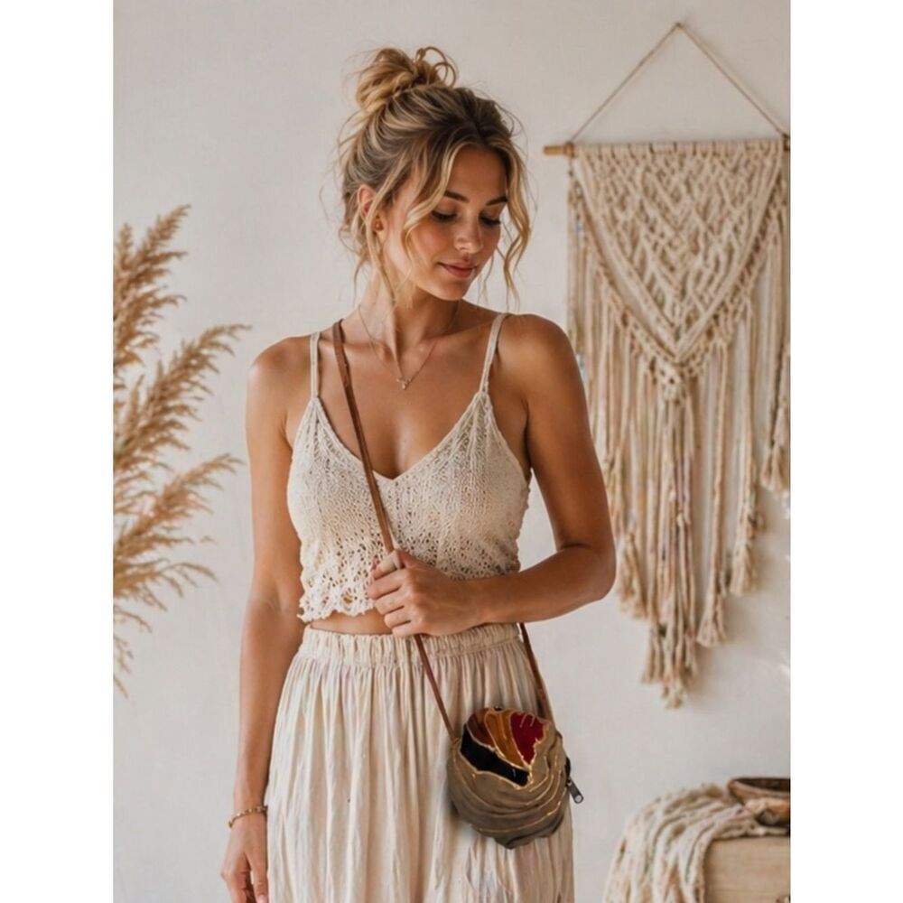 Vintage Multicolor Coconut Suede Leather Shoulder Purse